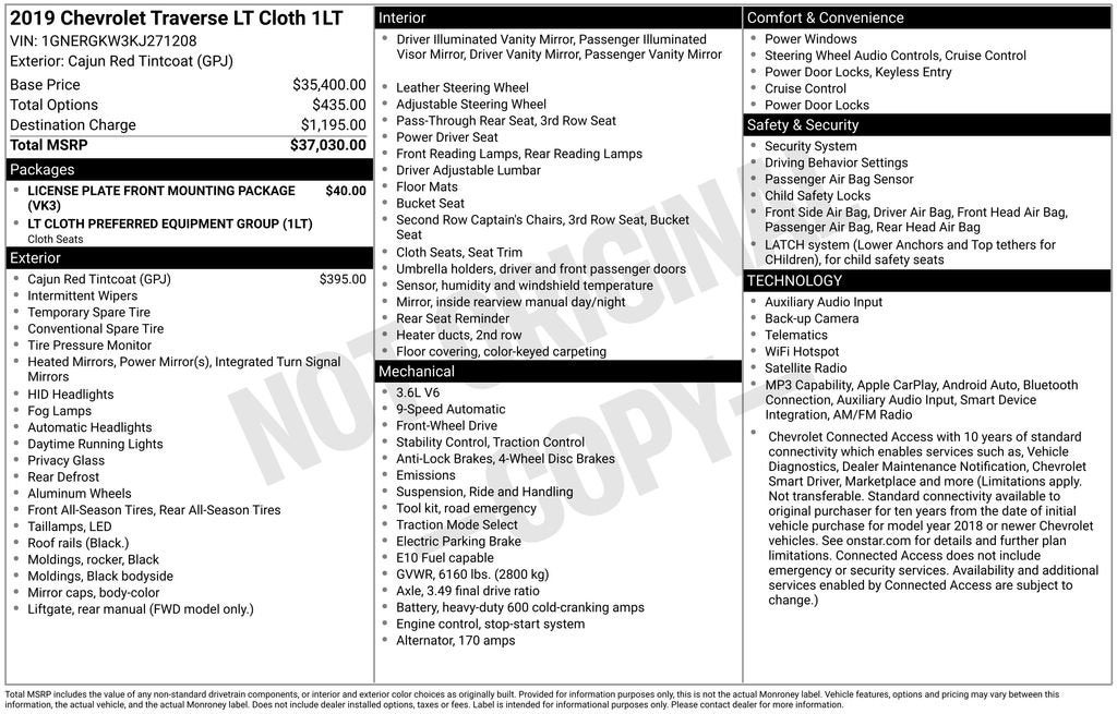 2019 Chevrolet Traverse LT Cloth