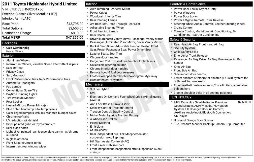 2011 Toyota Highlander Hybrid Limited