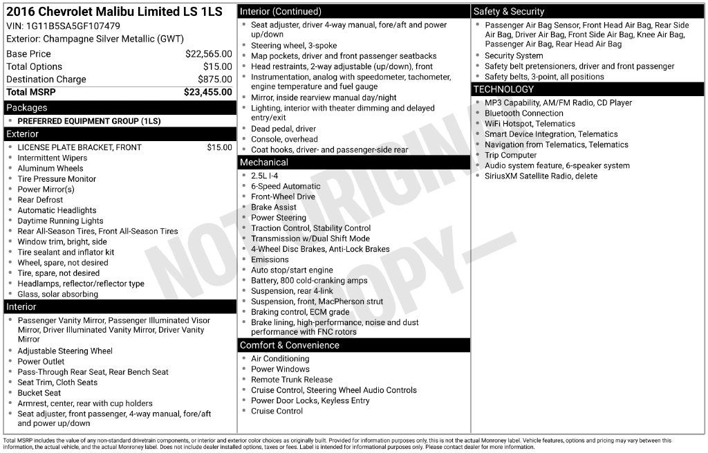 2016 Chevrolet Malibu Limited LS