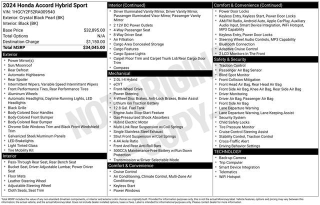 2024 Honda Accord Hybrid Sport