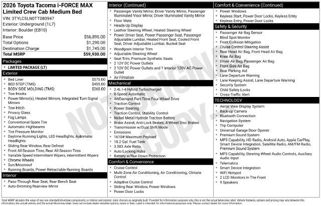 2026 Toyota Tacoma i-FORCE MAX Limited i-FORCE MAX