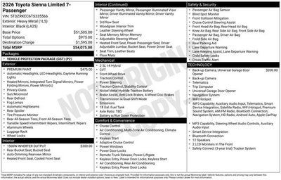 2026 Toyota Sienna Limited 7 Passenger