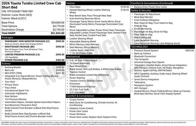 2026 Toyota Tundra Limited