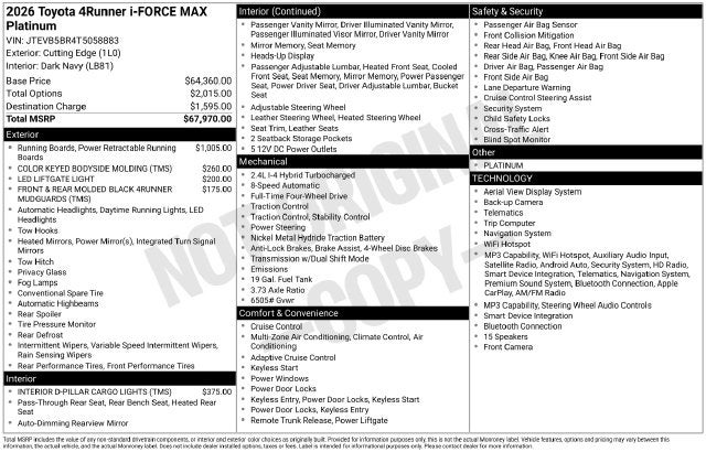 2026 Toyota 4Runner i-FORCE MAX Platinum