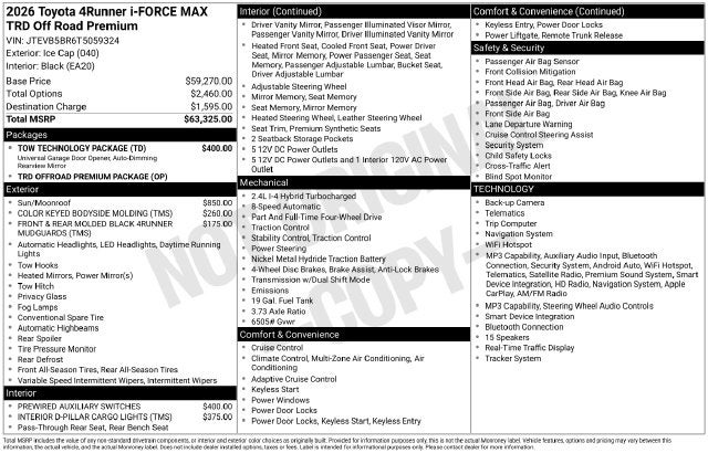 2026 Toyota 4Runner i-FORCE MAX Hybrid Limited
