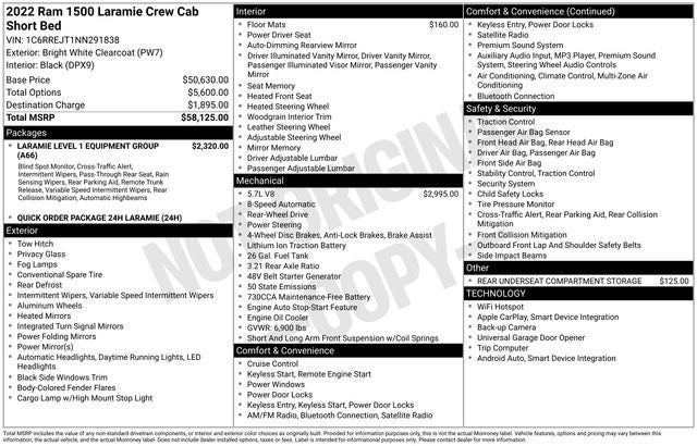 2022 RAM 1500 Laramie Crew Cab 4x2 5'7' Box