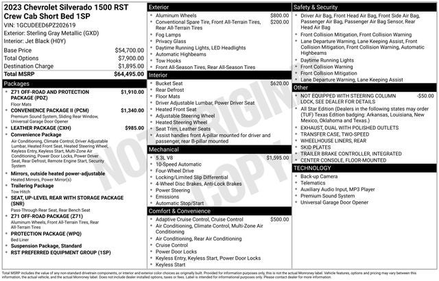 2023 Chevrolet Silverado 1500 4WD Crew Cab Short Bed RST