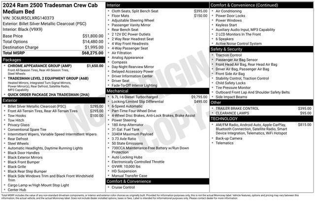 2024 RAM 2500 Tradesman Crew Cab 4x4 6'4' Box