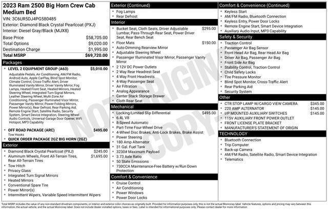 2023 RAM 2500 Big Horn Crew Cab 4x4 6'4' Box