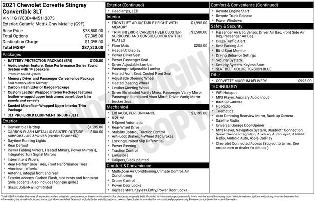 2021 Chevrolet Corvette Stingray 3LT