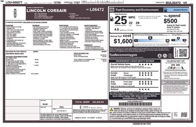 2021 Lincoln Corsair Reserve