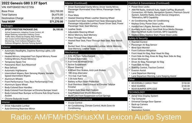 2022 Genesis G80 3.5T