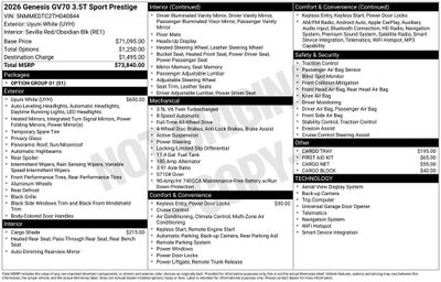 2026 Genesis GV70 3.5T Sport Prestige