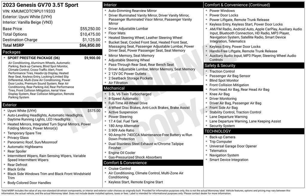 2023 Genesis GV70 3.5T Sport