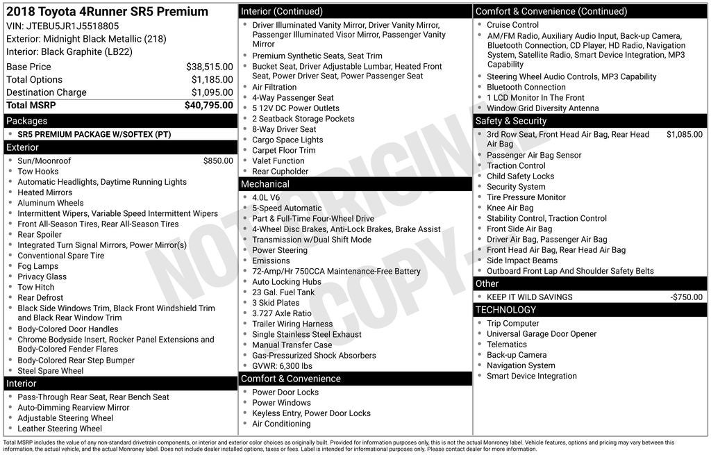 2018 Toyota 4Runner SR5 Premium