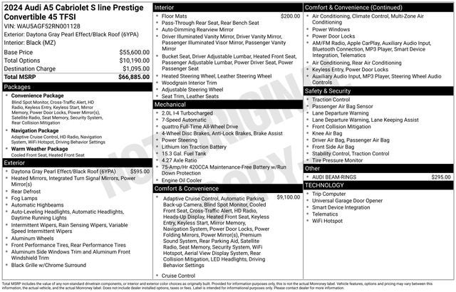 2024 Audi A5 45 S line Prestige quattro