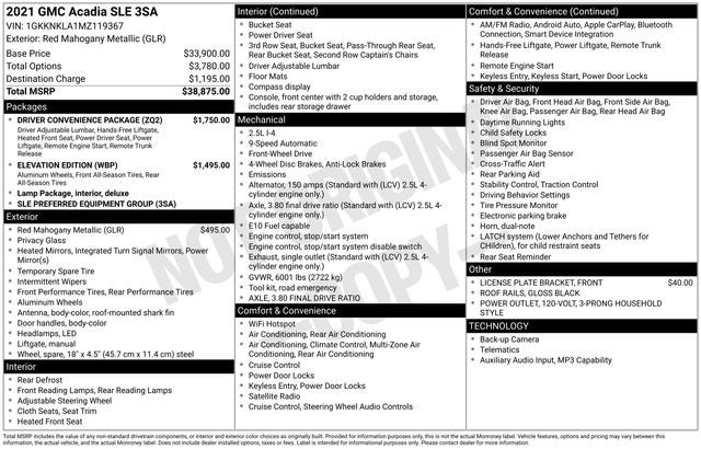 2021 GMC Acadia SLE