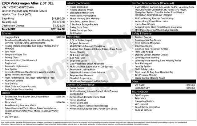 2024 Volkswagen Atlas 2.0T SEL