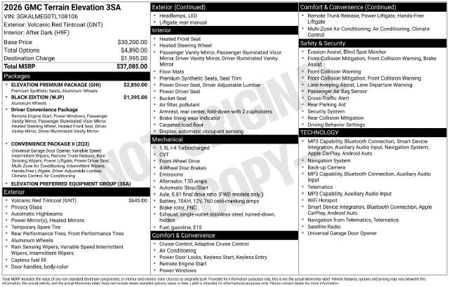 2026 GMC Terrain Elevation