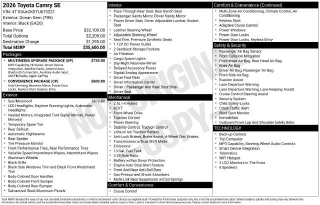 2026 Toyota Camry Base