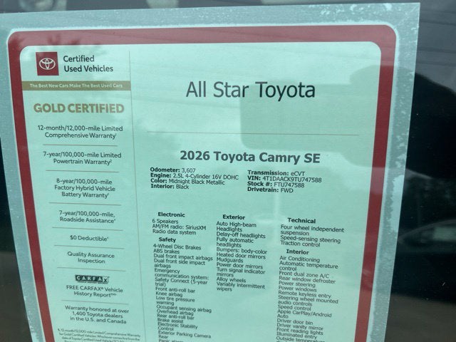 2026 Toyota Camry SE