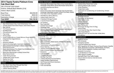 2014 Toyota Tundra Platinum 5.7L V8