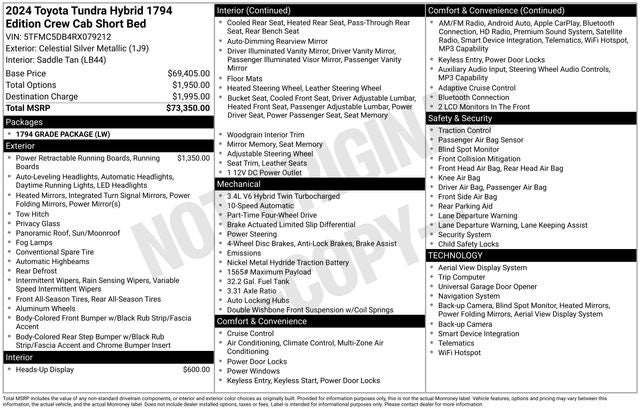 2024 Toyota Tundra Hybrid 1794 Edition