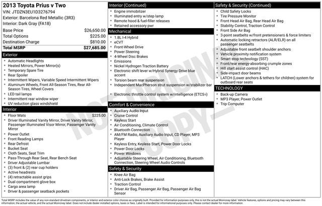 2013 Toyota Prius v Two