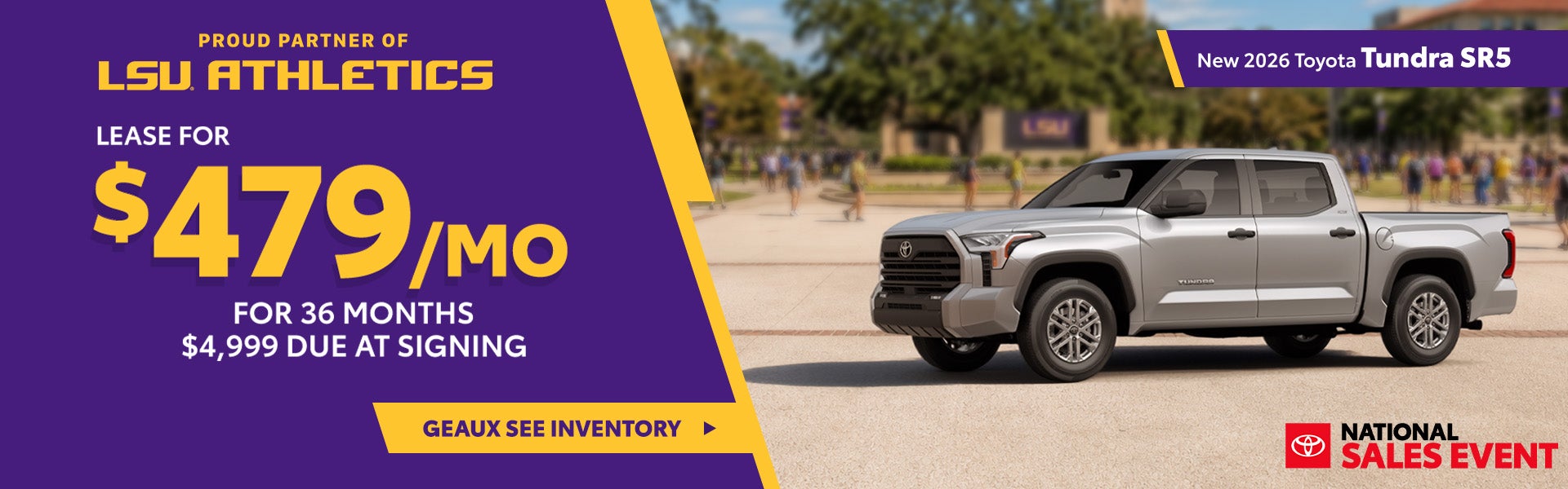 Lease a new 2026 Toyota Tundra SR5 for only $479 per month