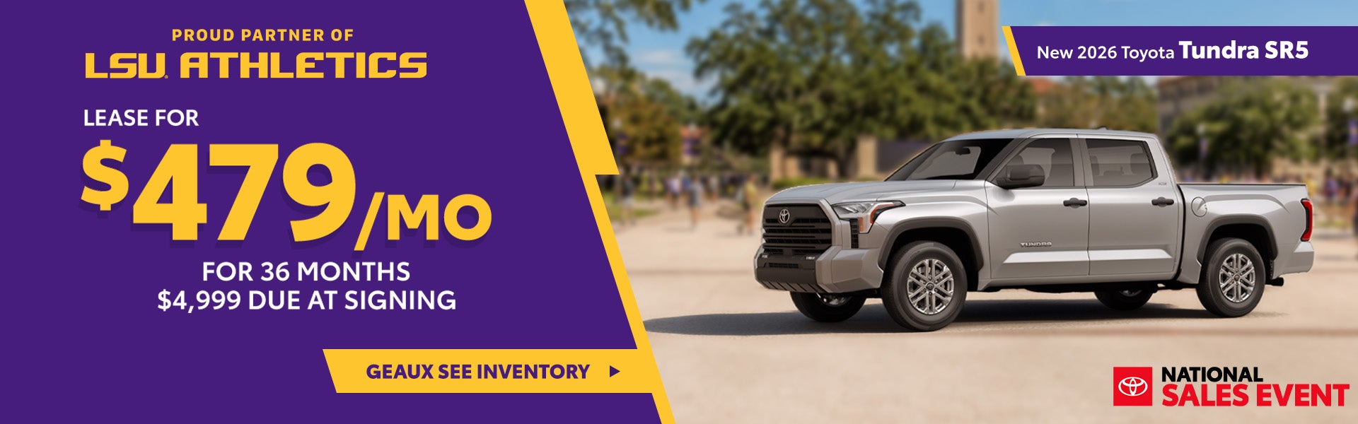 Lease a new 2026 Toyota Tundra SR5 for only $479 per month