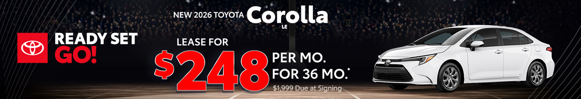 Lease a new 2026 Toyota Corolla LE for only $248 per month