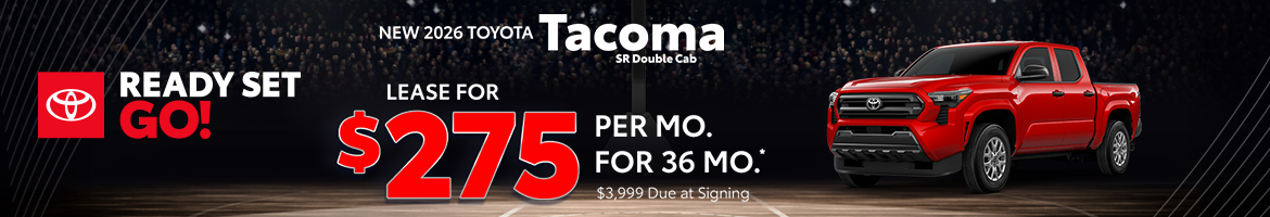 Lease a new 2026 Toyota Tacoma SR Double Cab for only $275 per month
