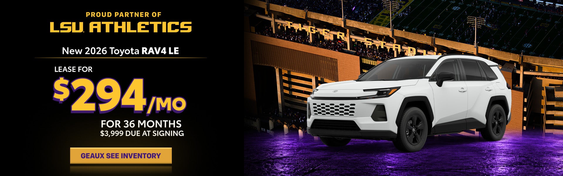 Lease a new 2026 Toyota RAV4 LE for only $294 per month